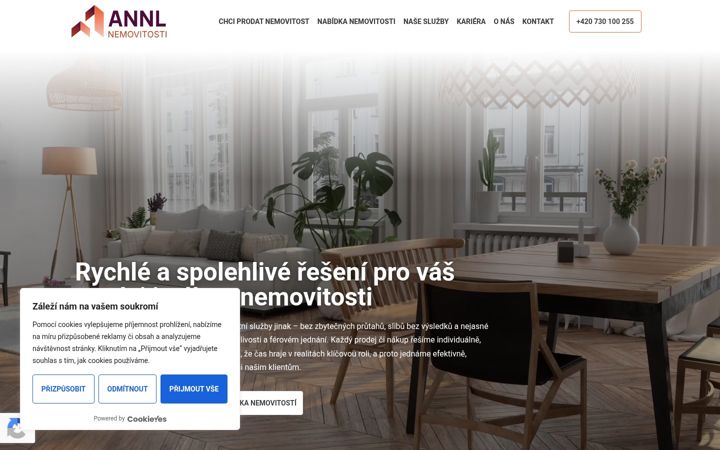 Kuvakaappaus sivustosta annlnemovitosti.cz