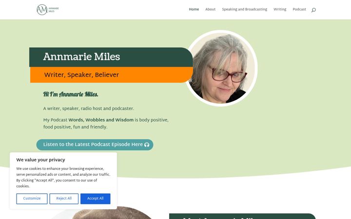 Screenshot of annmariemiles.co.uk