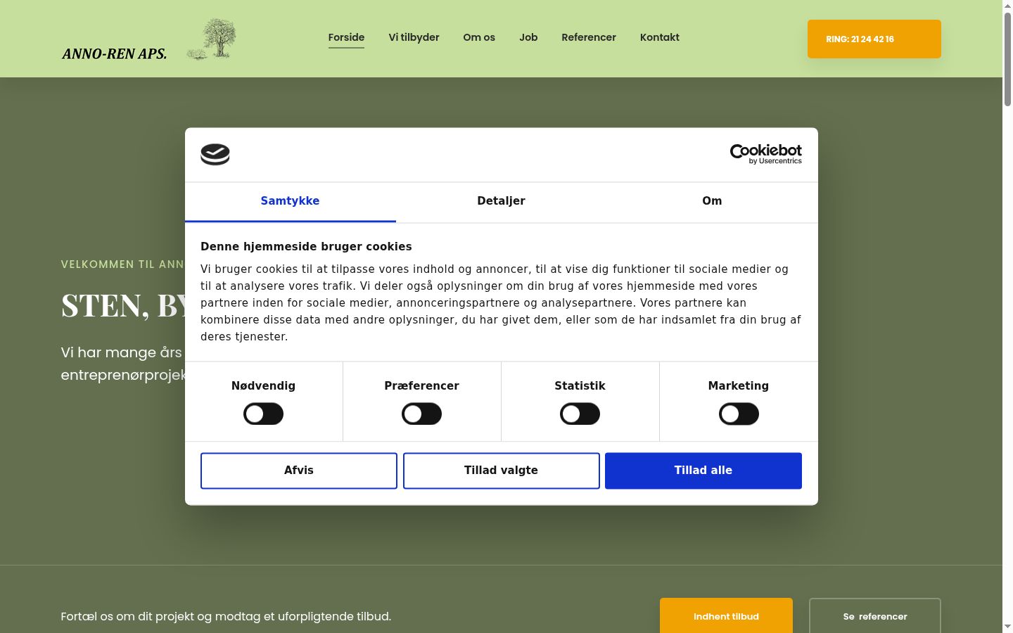 Screenshot del banner di consenso mostrato prima di qualsiasi interazione