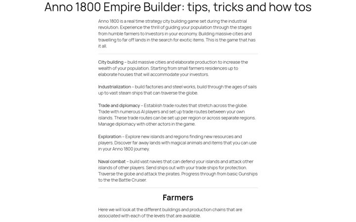 Screenshot of anno1800empirebuilder.com