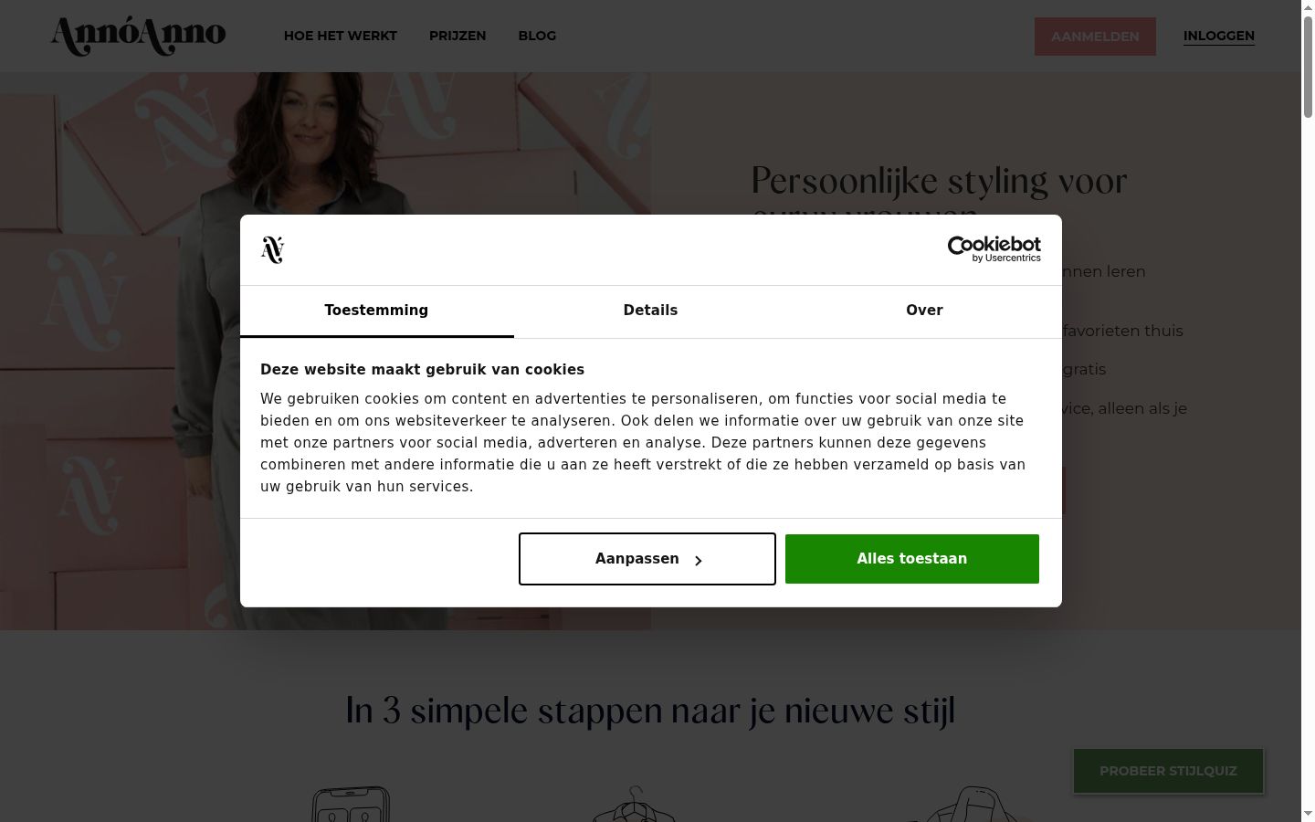 Screenshot del banner di consenso mostrato prima di qualsiasi interazione