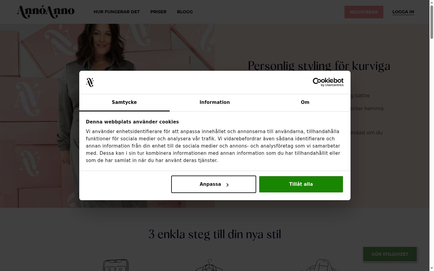 Screenshot del banner di consenso mostrato prima di qualsiasi interazione
