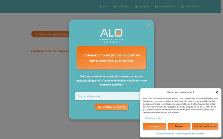 Screenshot of annonce-legale-officielle.fr