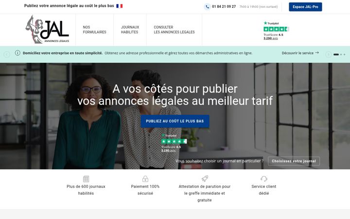 Screenshot of annonces-legales.fr
