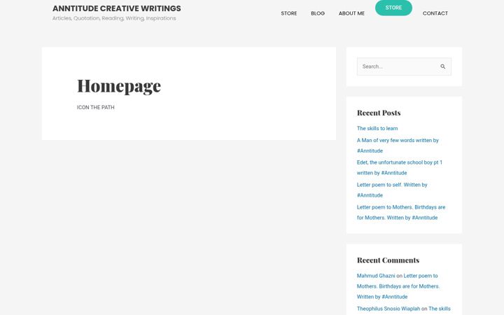 Ekrano kopija anntitudecreativewrings.com