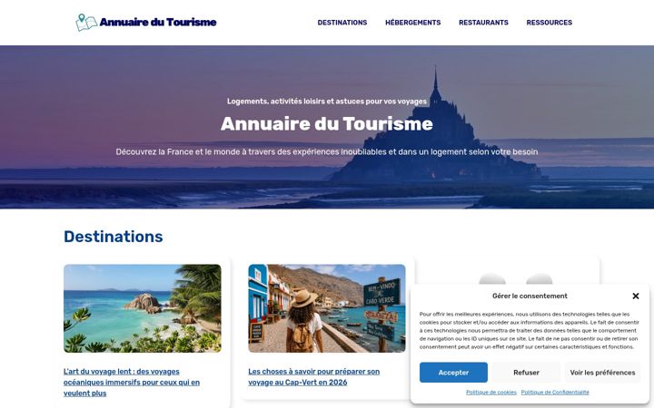 Screenshot of annuaire-du-tourisme.net