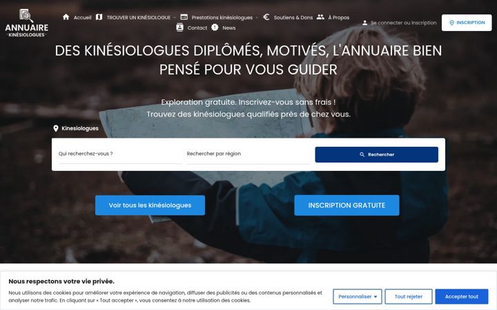 Posnetek zaslona annuaire-kinesiologues.fr