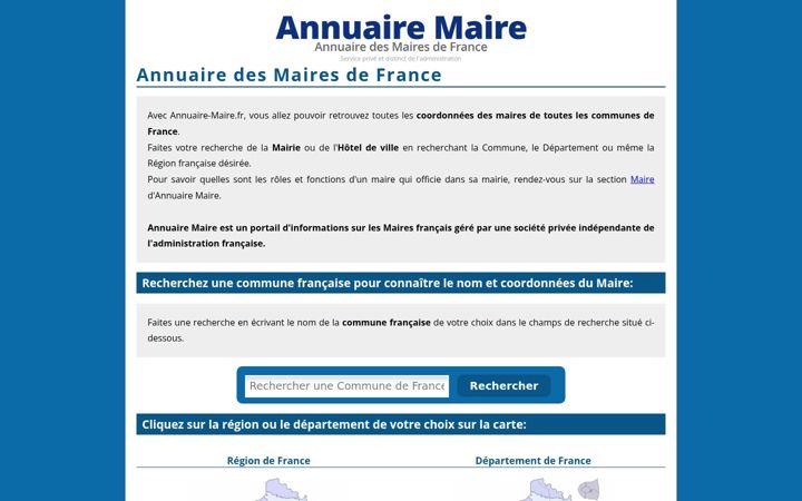 Screenshot of annuaire-maire.fr