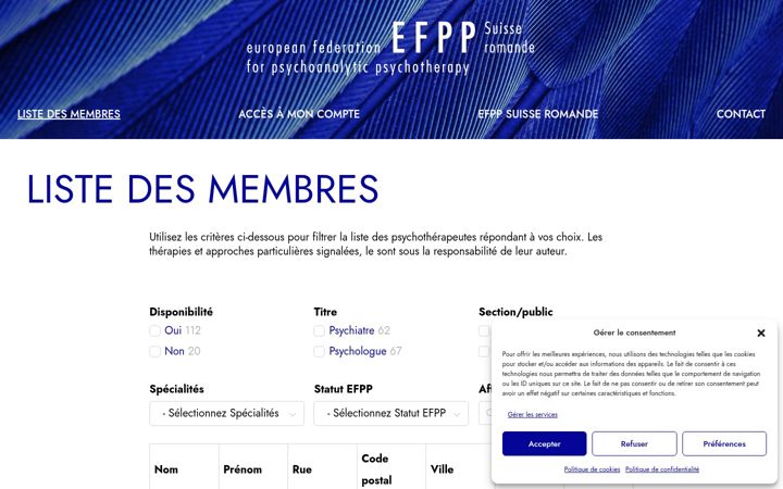 Screenshot of annuaire-membres-efpp.ch