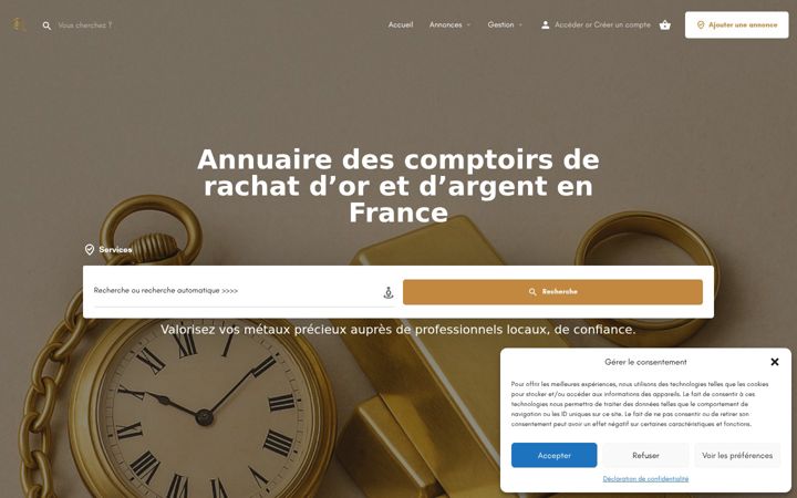 Zrzut ekranu annuaire-rachat-or.fr