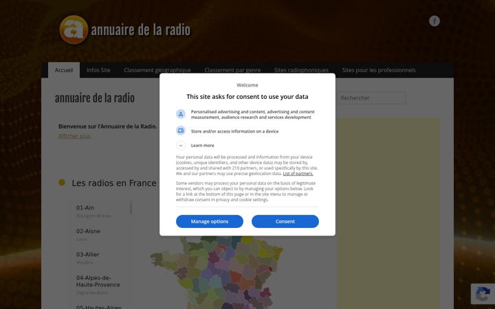 Zrzut ekranu annuairedelaradio.fr
