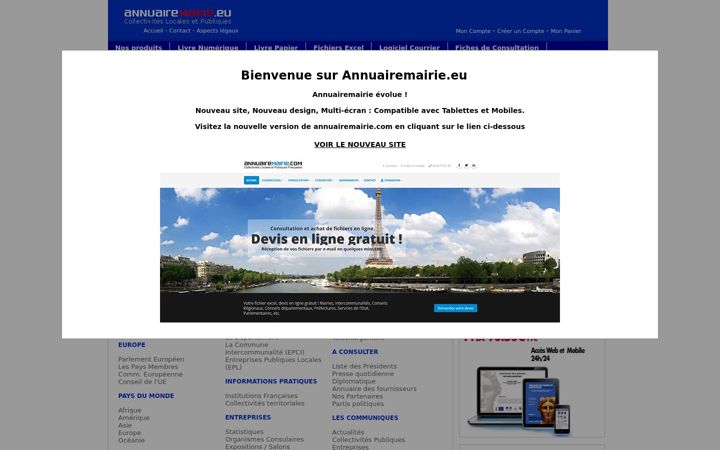 Screenshot of annuairemairie.eu