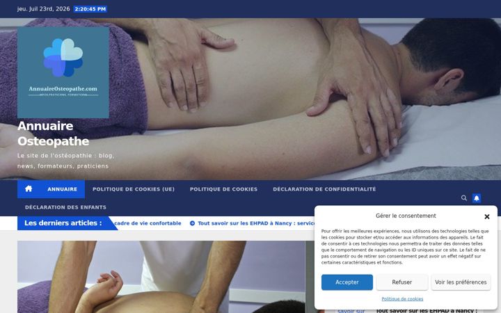 Posnetek zaslona annuaireosteopathe.com