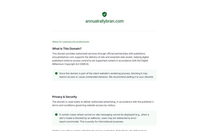 Screenshot of annualrallybran.com