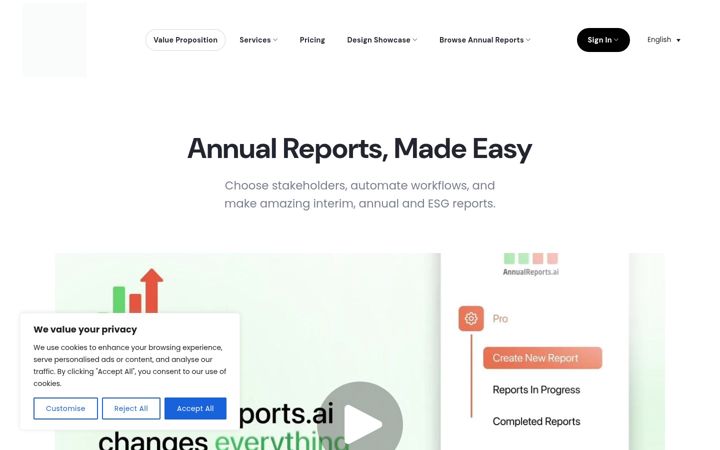 Screenshot of annualreports.ai