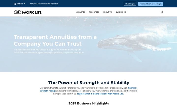 Posnetek zaslona annuities.pacificlife.com