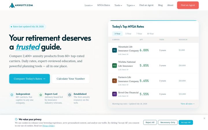 Posnetek zaslona annuity.com