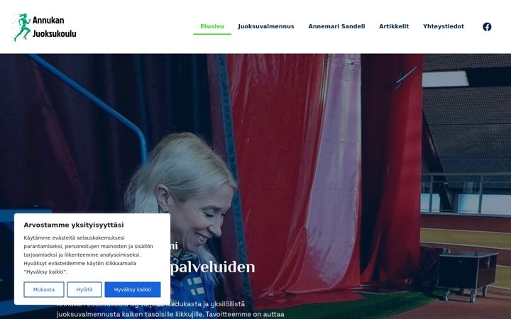 Posnetek zaslona annukanjuoksukoulu.fi
