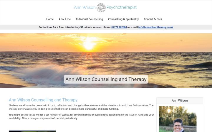 Screenshot of annwilsontherapy.co.uk