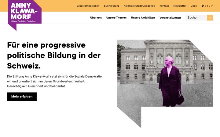 Kuvakaappaus sivustosta anny-klawa-morf.ch