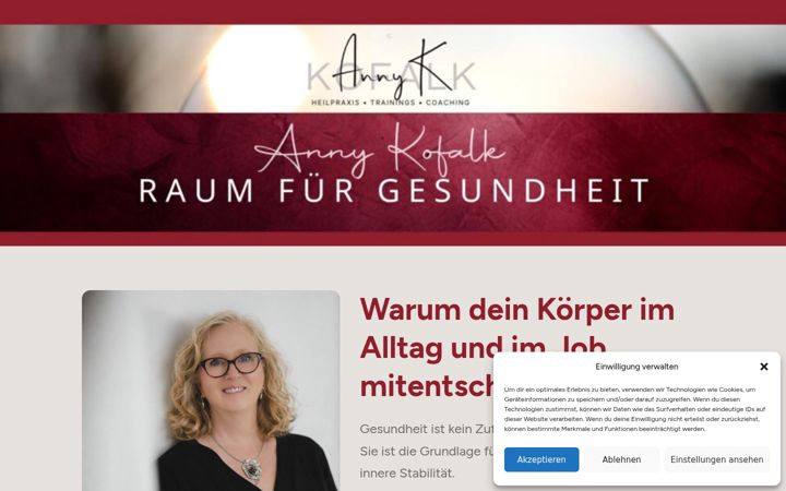 Kuvakaappaus sivustosta anny-kofalk.de