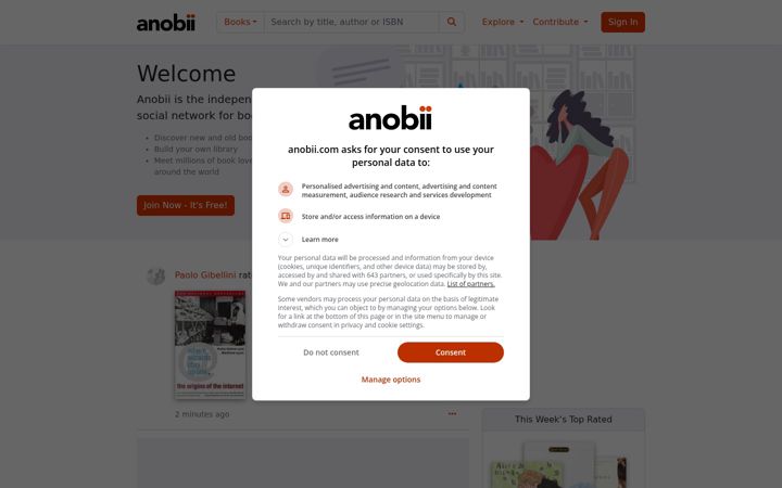 Screenshot van anobii.com