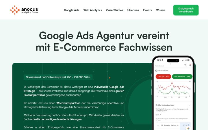 Screenshot von anocus.de