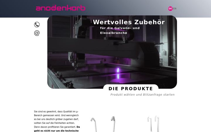 Screenshot of anodenkorb.ch