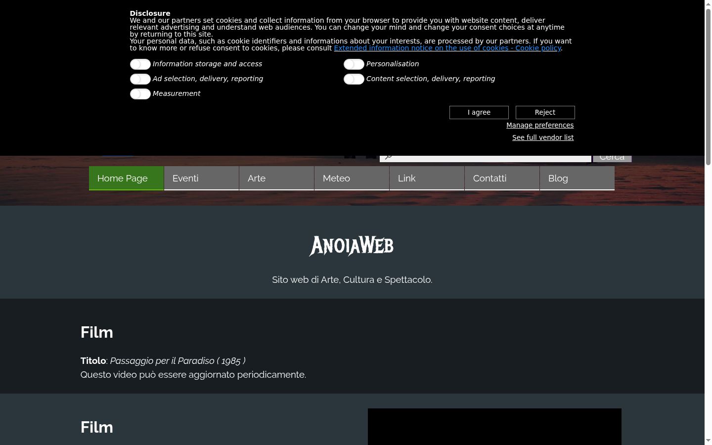 Screenshot of the consent banner shown before any interaction