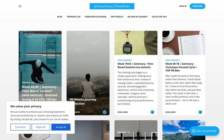 Screenshot of anonymousfreediver.com