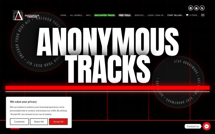 Screenshot of anonymoustracks.com