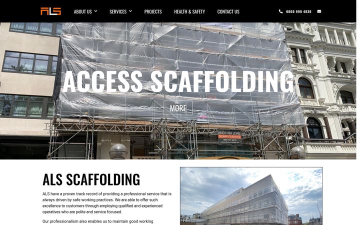 Ekraanipilt saidist anotherlevelscaffolding.com