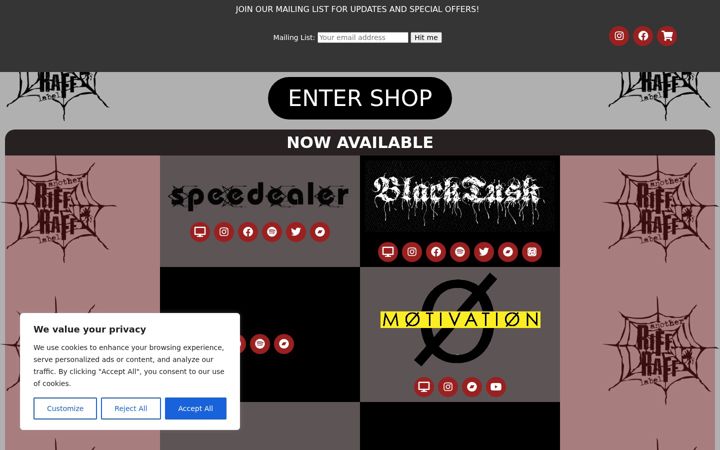 Zrzut ekranu anotherriffrafflabel.com