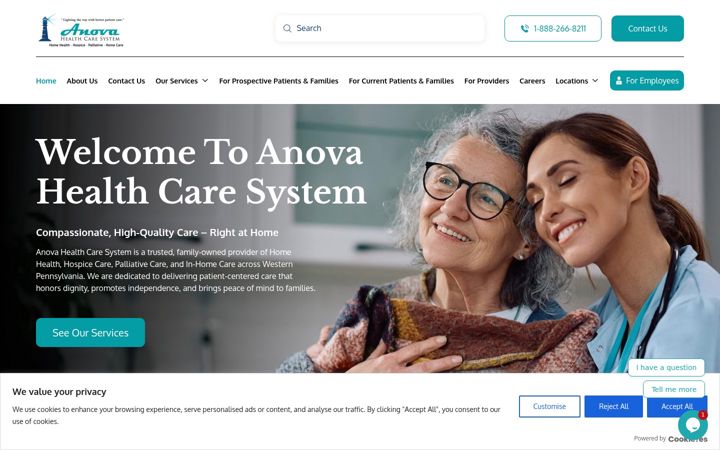 Snimka zaslona za anovahomehealth.com