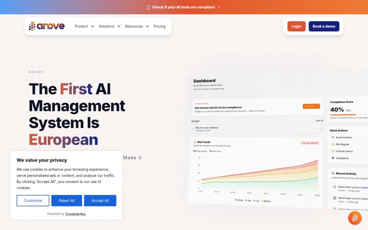Screenshot of anove.ai