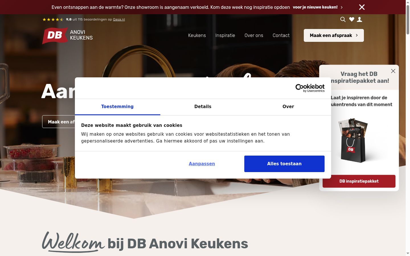 Skjermbilde av samtykkebanneret slik det vises før noen interaksjon