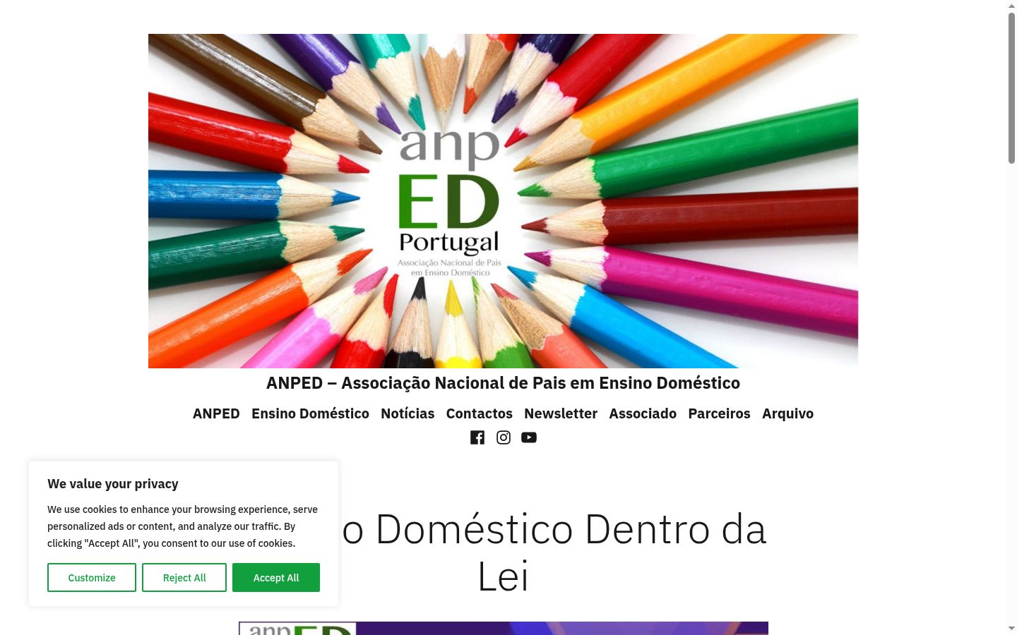 Screenshot del banner di consenso mostrato prima di qualsiasi interazione