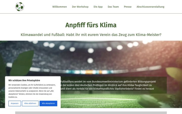 Screenshot di anpfiff-fuers-klima.de