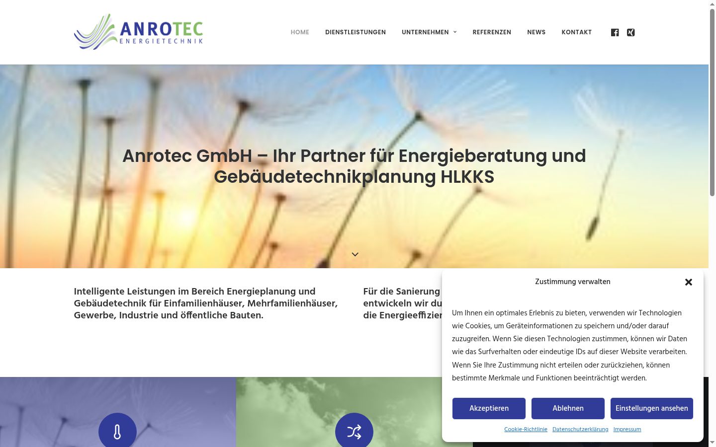 Screenshot des Einwilligungsbanners vor jeglicher Interaktion