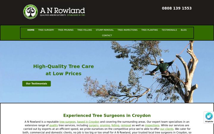 Screenshot of anrowlandtreesurgery.co.uk