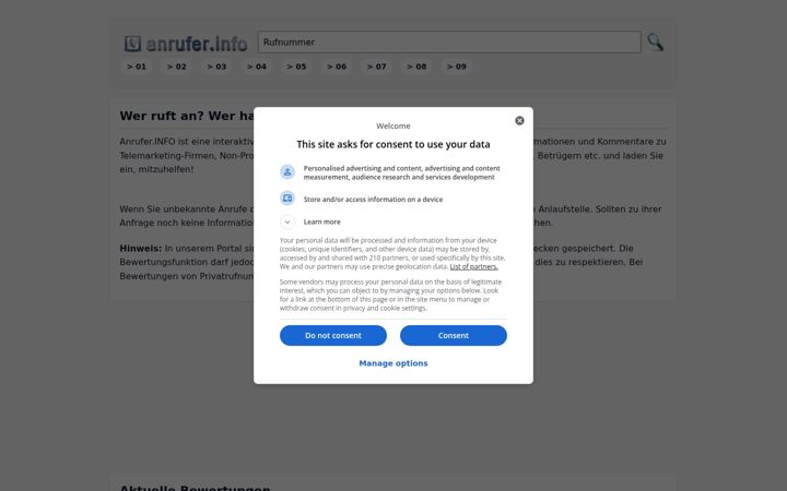 Screenshot of anrufer.info