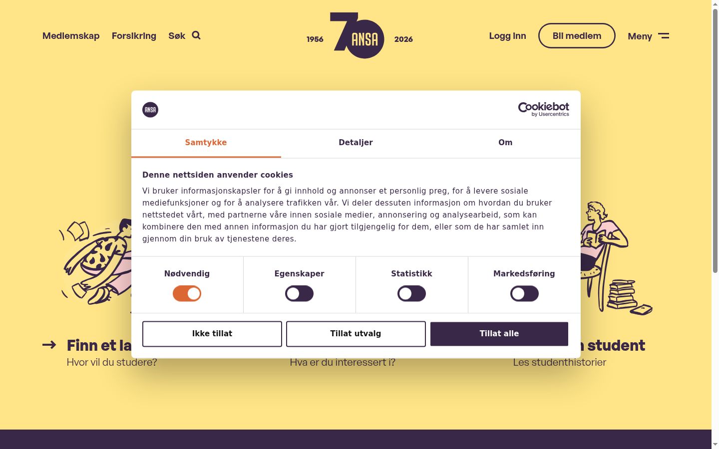 Screenshot del banner di consenso mostrato prima di qualsiasi interazione