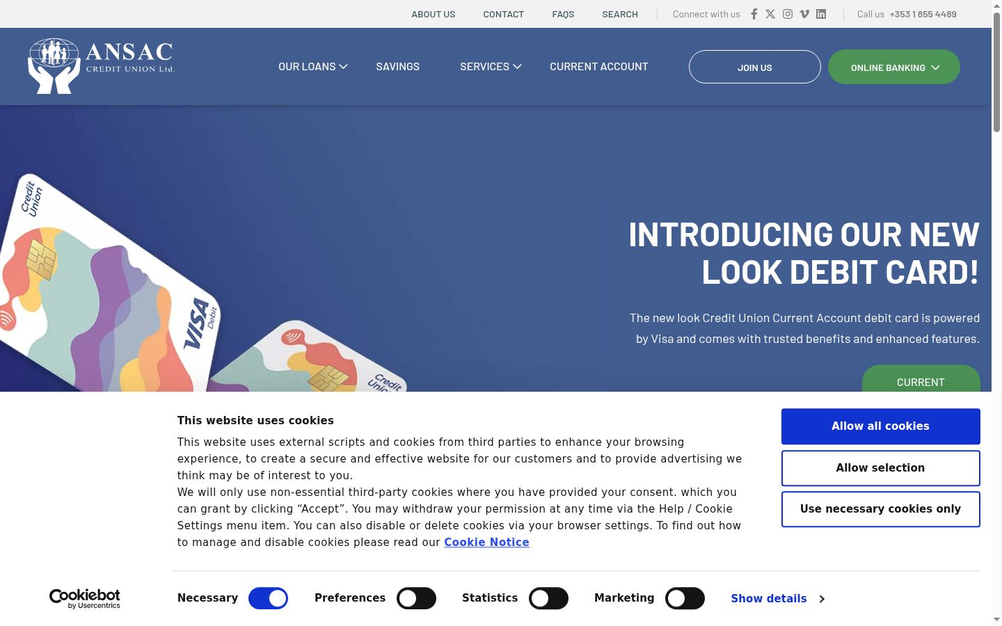 Screenshot del banner di consenso mostrato prima di qualsiasi interazione
