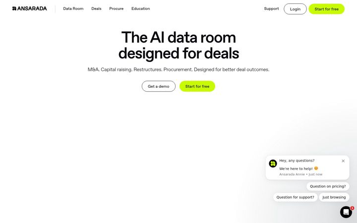 Screenshot of ansarada.com