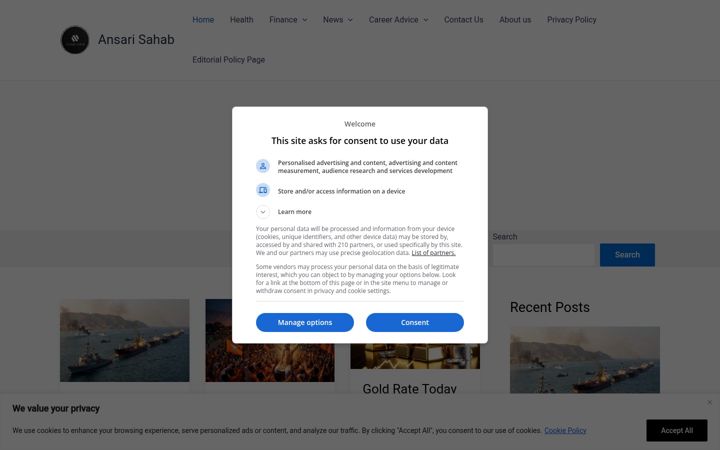 Screenshot of ansarisahab.com