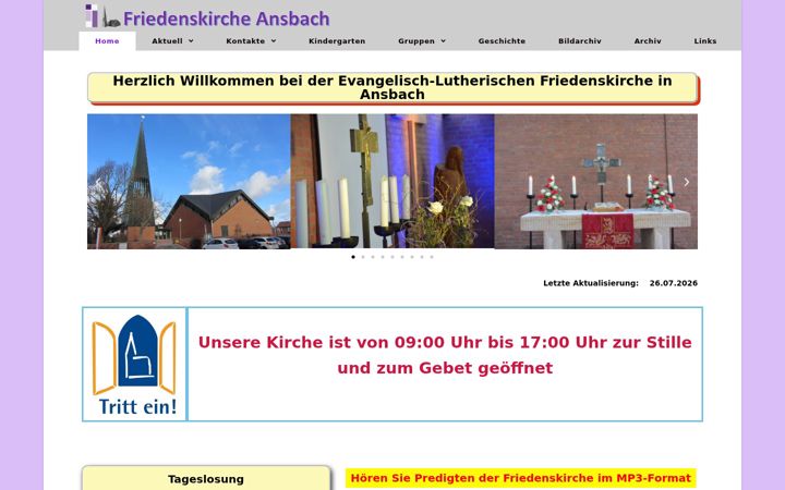Screenshot of ansbach-friedenskirche.de