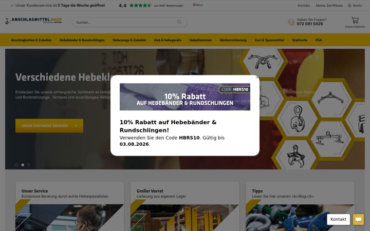 Screenshot of anschlagmittel-shop.at