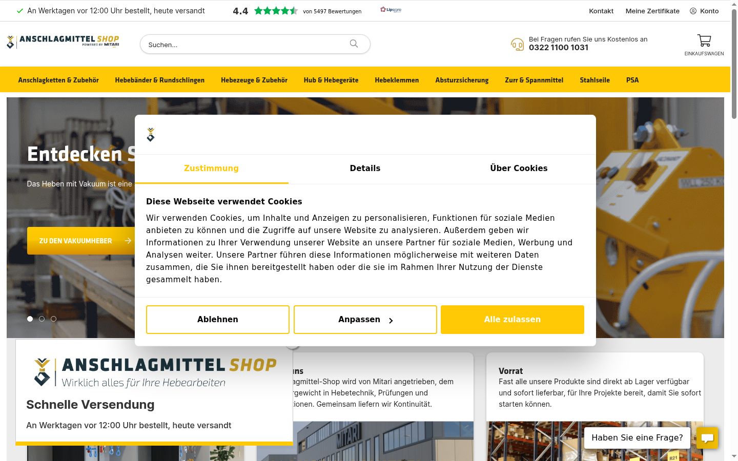 Screenshot del banner di consenso mostrato prima di qualsiasi interazione