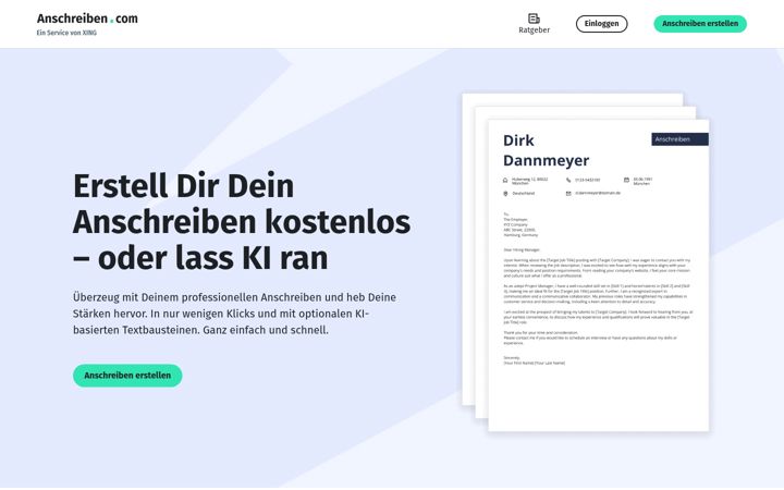 Screenshot of anschreiben.com
