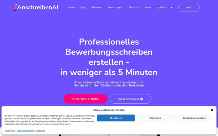 Screenshot of anschreibenai.de